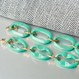 Green Acrylic Aluminum Chain, 35mmx25mm, Necklace Bracelet Earring Chain