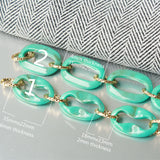 Green Acrylic Aluminum Chain, 35mmx25mm, Necklace Bracelet Earring Chain