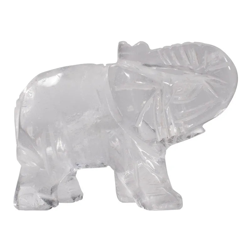 Hand Carved Crystal Elephant Figurine Gemstone Statue for Decor Chakra Healing