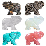 Hand Carved Crystal Elephant Figurine Gemstone Statue for Decor Chakra Healing