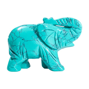 3inch Turquoise Guardian Elephant Figurine Stone Carving Gemstone Home Decor