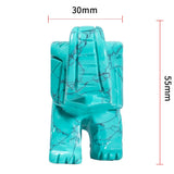 3inch Turquoise Guardian Elephant Figurine Stone Carving Gemstone Home Decor
