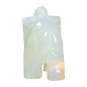 3" Opal Elephant Figurine Hand Carved Gemstone Animal Statue for Decor