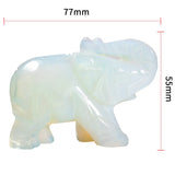 3" Opal Elephant Figurine Hand Carved Gemstone Animal Statue for Decor