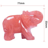 3" Watermelon Red Elephant Figurine Hand Carved Gemstone Animal Statue