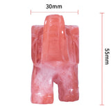 3" Watermelon Red Elephant Figurine Hand Carved Gemstone Animal Statue