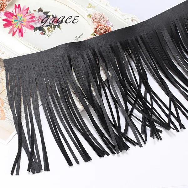 3m Suede PU Leather Tassels Fringe Trim DIY Necklace Lace Skirt Clothes