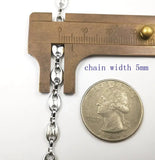 3m 5mm Stainless Steel Coffee Beans Link Chain for DIY Necklace