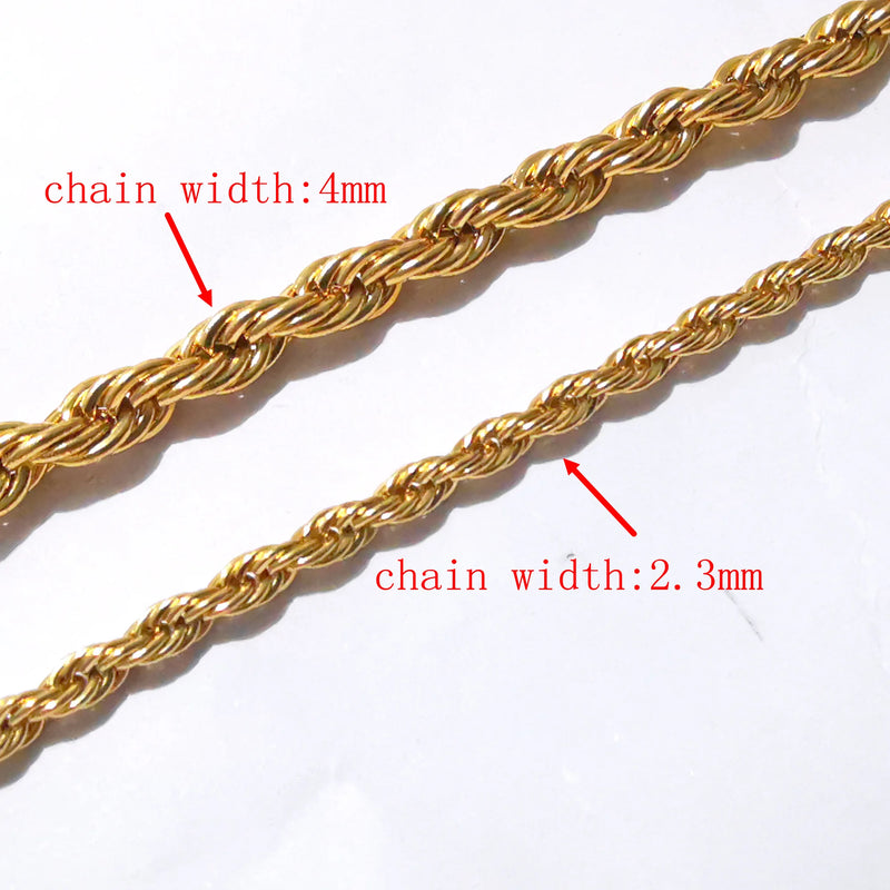 3m Golden Stainless Steel 4mm Singapore Twisted Chain DIY Jewelry Findings