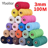 3mm 100 M Cotton Cord Beige Craft Rope DIY Macrame String Wedding Decor