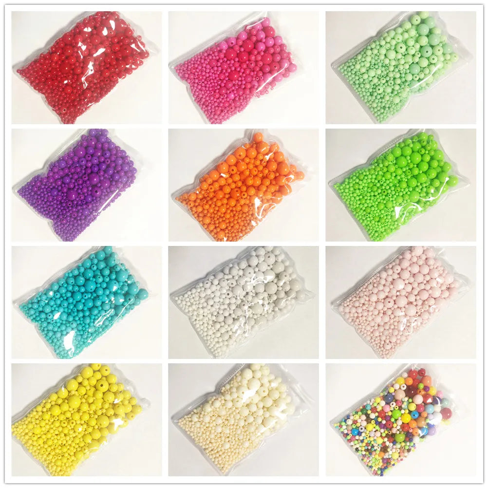 3mm-12mm Mix Candy Acrylic Round Beads for Jewelry Making