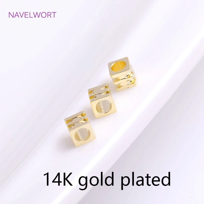 18K Plated Brass Cube Beads 3mm Square Spacer Jewelry Findings