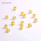 18K Plated Brass Cube Beads 3mm Square Spacer Jewelry Findings