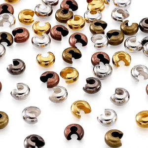 500pcs Mixed Round Iron Crimp Beads Covers for Jewelry Making