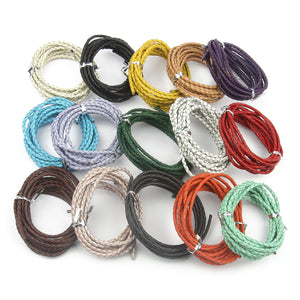 2M Braided Leather Cord Necklace Bracelet Jewelry Making 3mm-6mm
