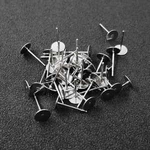 Stainless Steel Flat Pad Ear Post Earring Pin Base Studs Findings