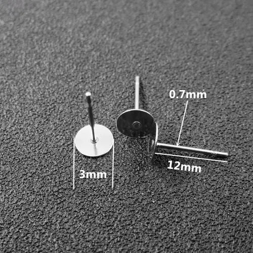 Stainless Steel Flat Pad Ear Post Earring Pin Base Studs Findings