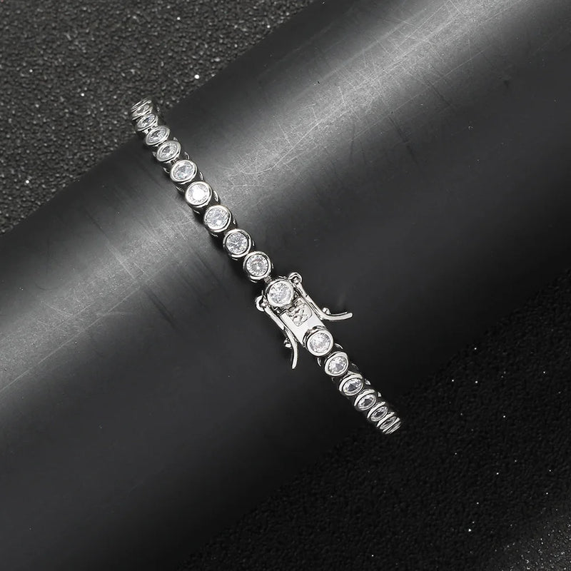 Bling Bling Brass Bracelet Tennis Chain Mirco Pave Zircon Jewelry for Men