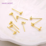Brass Ball Head Stud Earring 18K Plating for DIY Jewelry Making