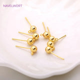 Brass Ball Head Stud Earring 18K Plating for DIY Jewelry Making