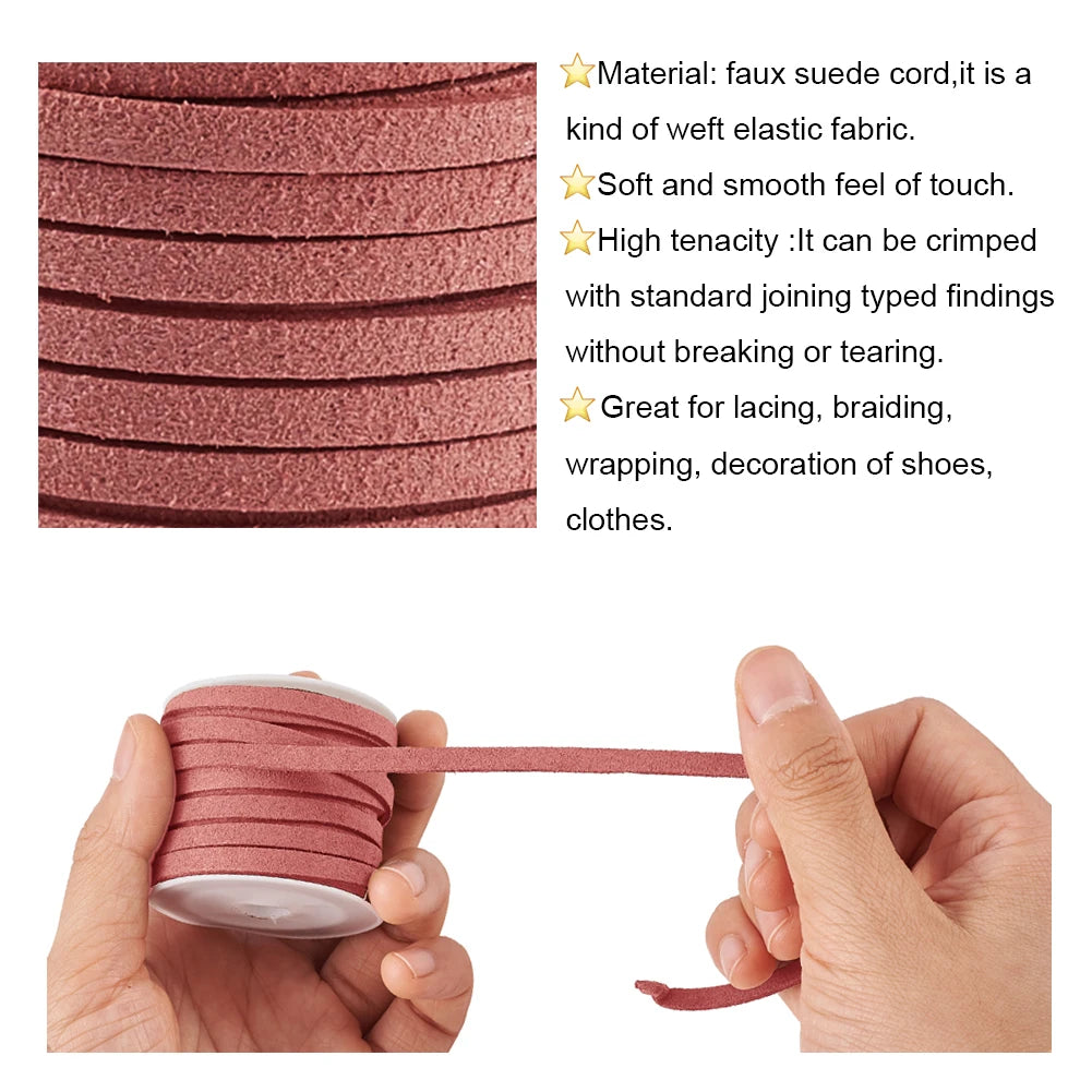 36-Color Faux Suede Cord 3mm 4mm 5mm Braided DIY Velvet Leather