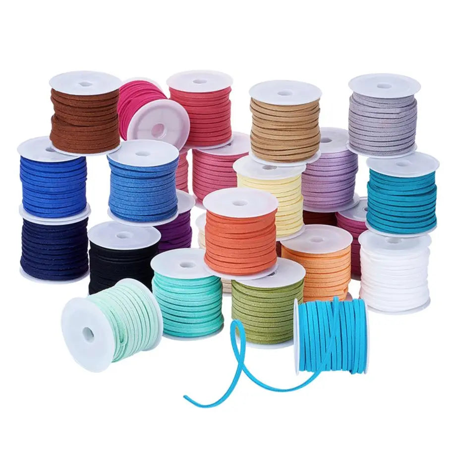 36-Color Faux Suede Cord 3mm 4mm 5mm Braided DIY Velvet Leather