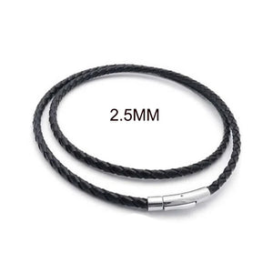 Leather Choker Necklace Cord Stainless Steel Bayonet Clasp