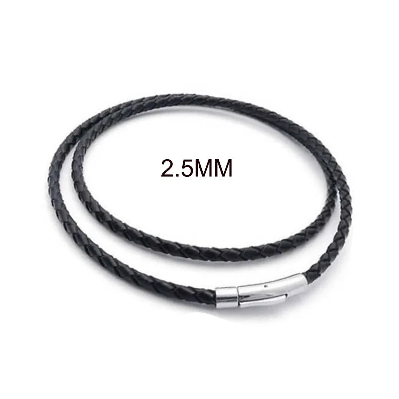 Leather Choker Necklace Cord Stainless Steel Bayonet Clasp