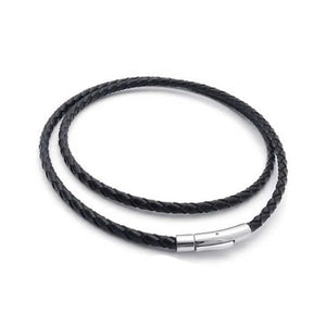 Leather Choker Necklace Cord Stainless Steel Bayonet Clasp