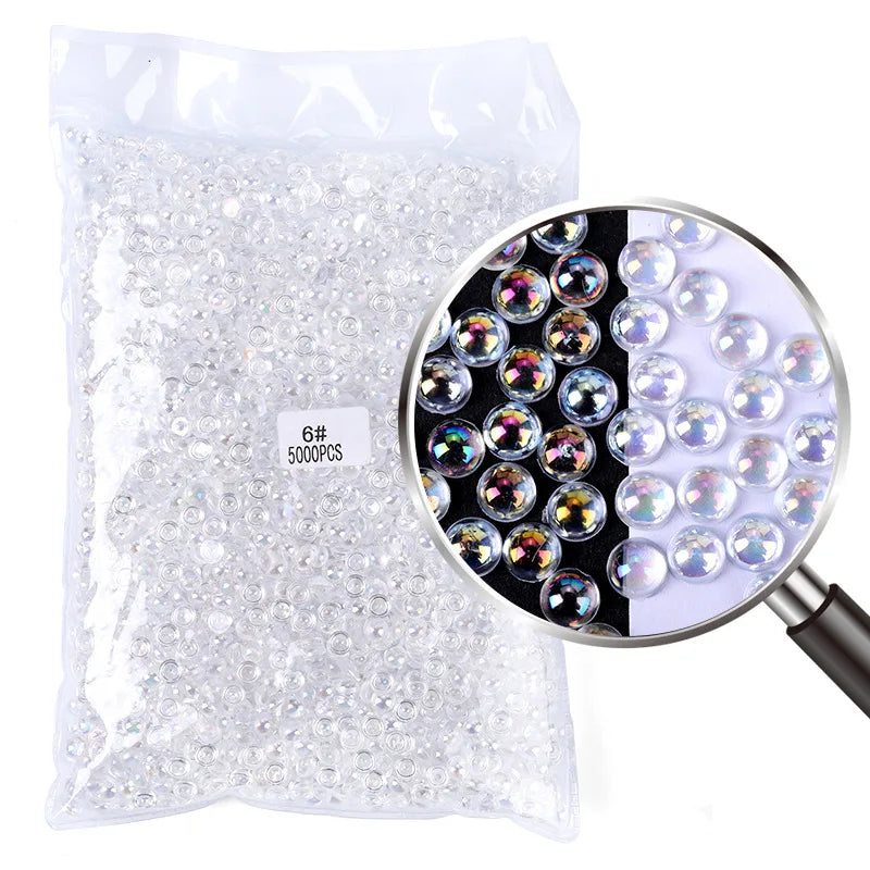 3mm 4mm 6mm AB Pearl Nail Enhancement Pearl Half Round Pearl