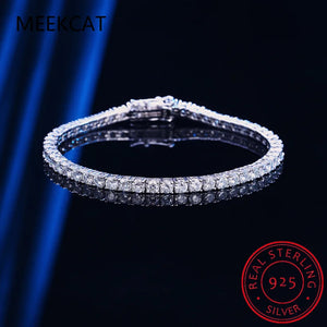 Moissanite Tennis Bracelet 925 Silver Plated 18k Wedding Jewelry