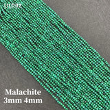 3mm 4mm Malachite Faceted Beads for Jewelry Making DIY Necklace Bracelet