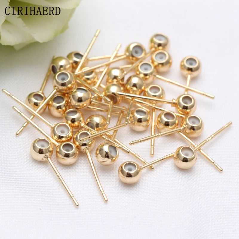 Silicone Adjust Ear Pins 14K/18K Plated Brass Connectors