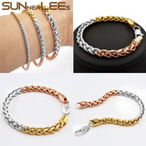 Rose Gold Wheat Link Chain Bracelet for Men and Women