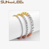 Rose Gold Wheat Link Chain Bracelet for Men and Women