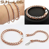 Rose Gold Wheat Link Chain Bracelet for Men and Women