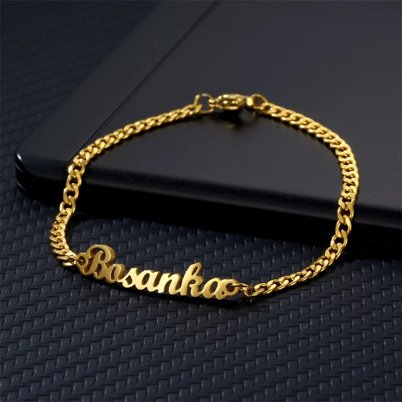 Personalized Stainless Steel Cuban Chain Name Bracelet for Women