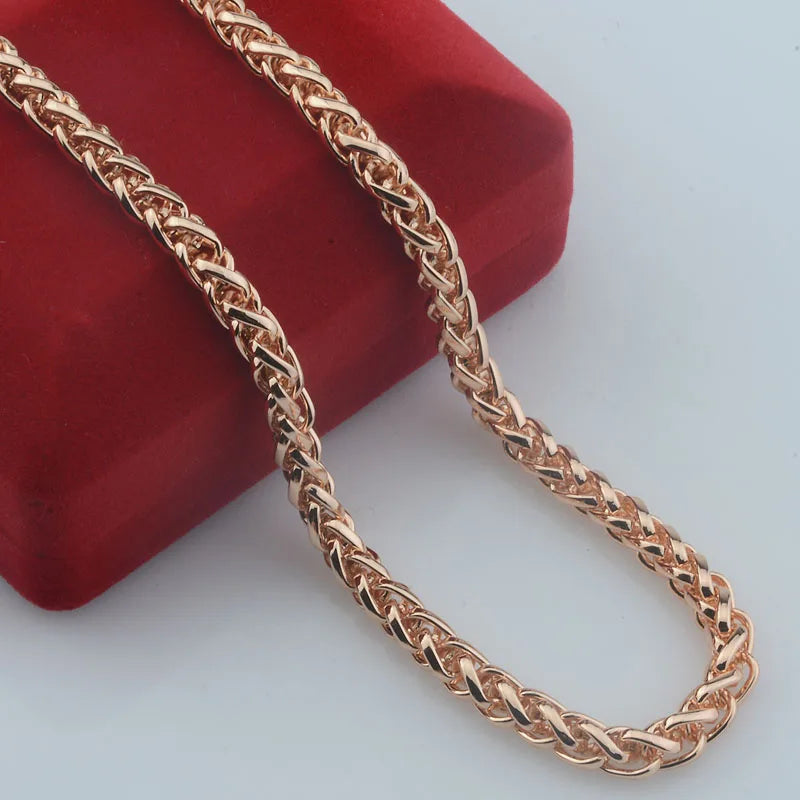 585 Rose Wheat Necklace 3mm 5mm Chains Classic Men Women