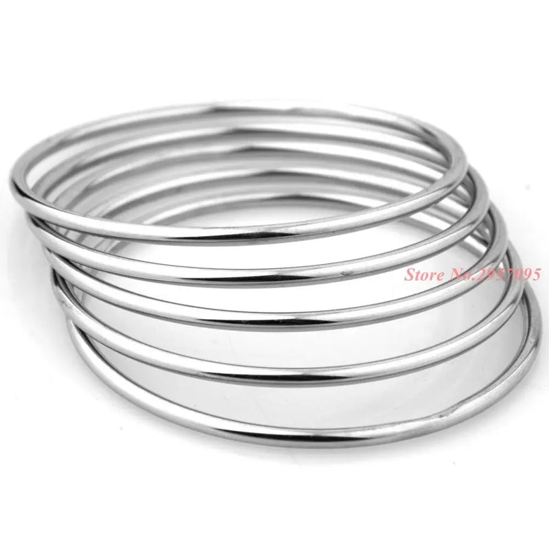 3mm 5pcs Silver Stainless Steel Bracelet Mens Womens Unisex Jewelry