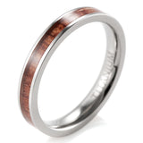 Pure Titanium & Wood Ring Set with KOA Wood Inlay