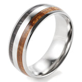Pure Titanium & Wood Ring Set with KOA Wood Inlay