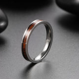 Pure Titanium & Wood Ring Set with KOA Wood Inlay