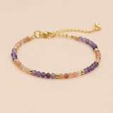 3mm Amazonite Beaded Bracelet Stainless Steel Chain Charm