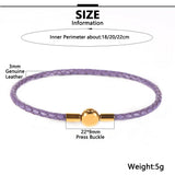 3mm Red Pink Purple Braided Woven Thin Leather Crod Wrap Bracelet