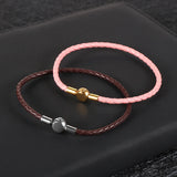 3mm Red Pink Purple Braided Woven Thin Leather Crod Wrap Bracelet
