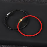 3mm Red Pink Purple Braided Woven Thin Leather Crod Wrap Bracelet
