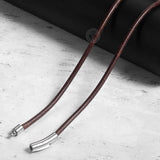 3mm Brown Leather Necklace for Men Stainless Steel Clasp LDN22