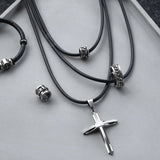 3mm Brown Leather Necklace for Men Stainless Steel Clasp LDN22