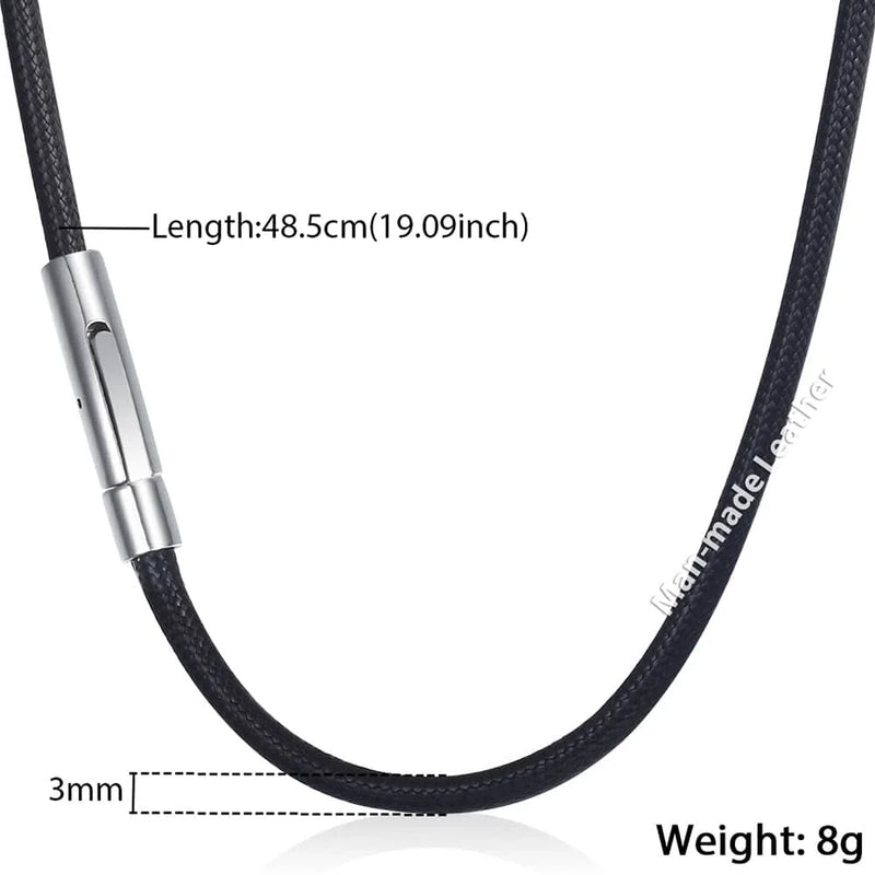 3mm Brown Leather Necklace for Men Stainless Steel Clasp LDN22