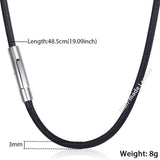 3mm Brown Leather Necklace for Men Stainless Steel Clasp LDN22
